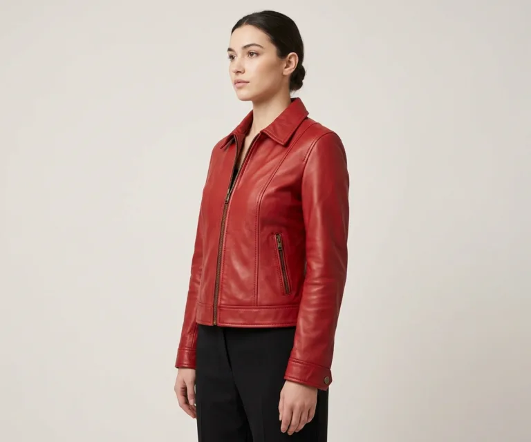 Tomachi Red Leather Jacket 3/4 Profile 1080x900