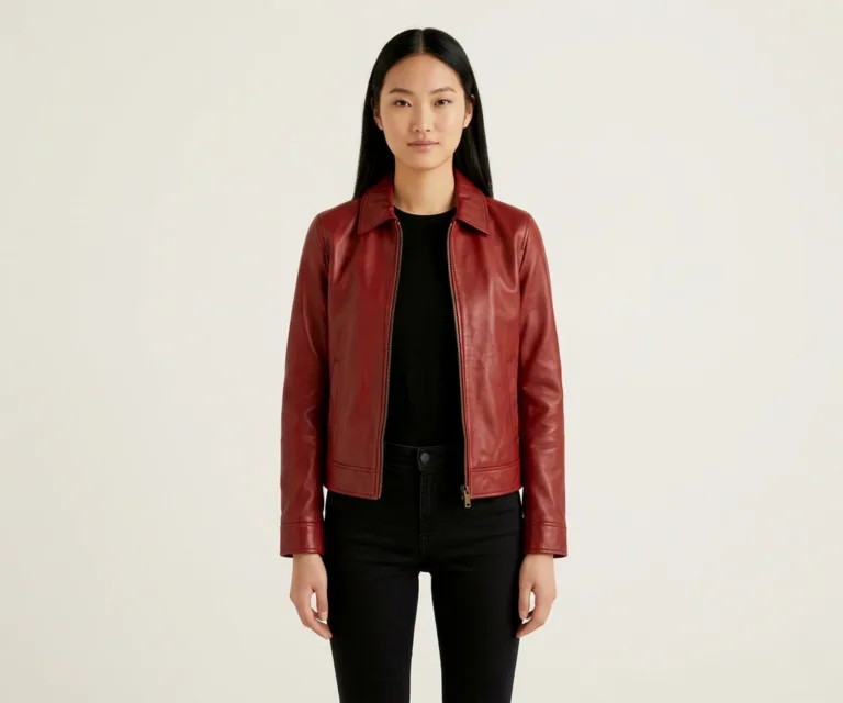 Tomachi Red Leather Jacket Front View 1080x900