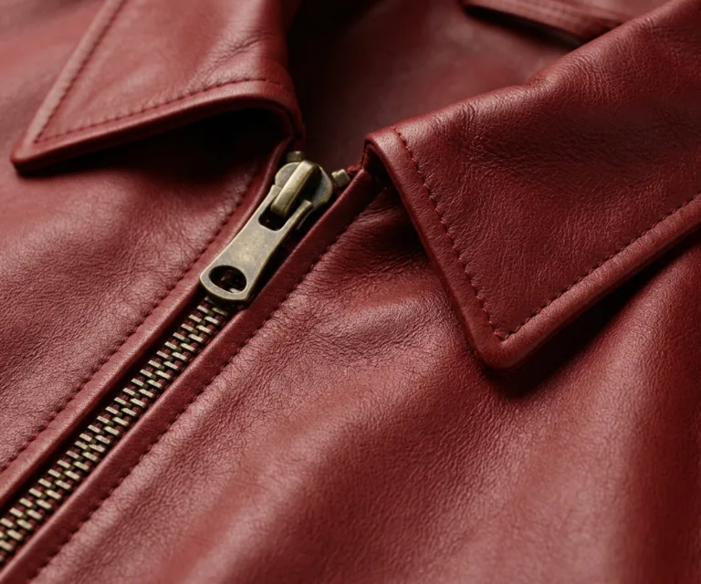 Tomachi Red Leather Jacket Macro Hardware Detail 1080x900