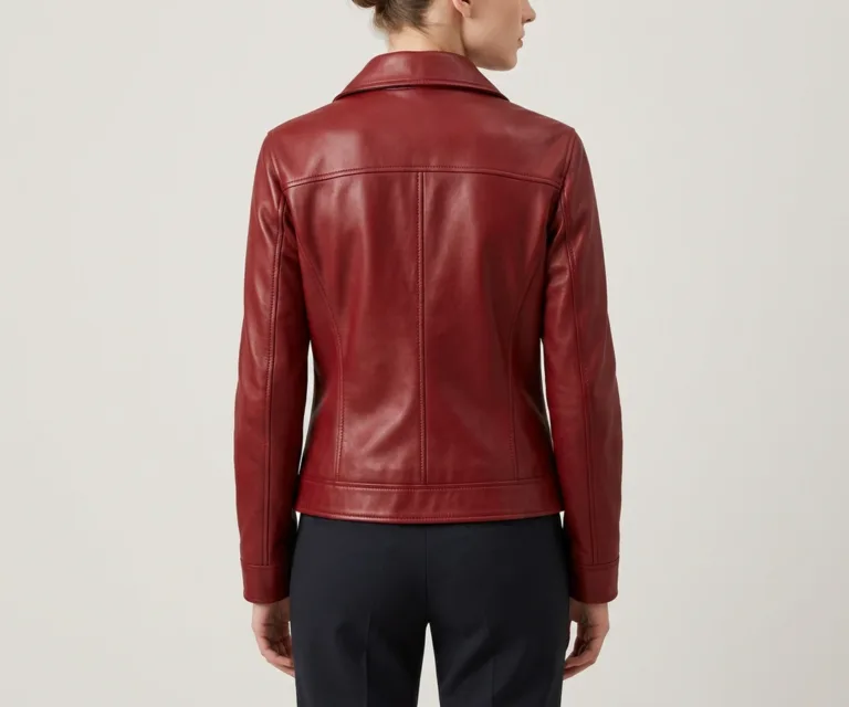 Tomachi Red Leather Jacket Rear Back View 1080x900