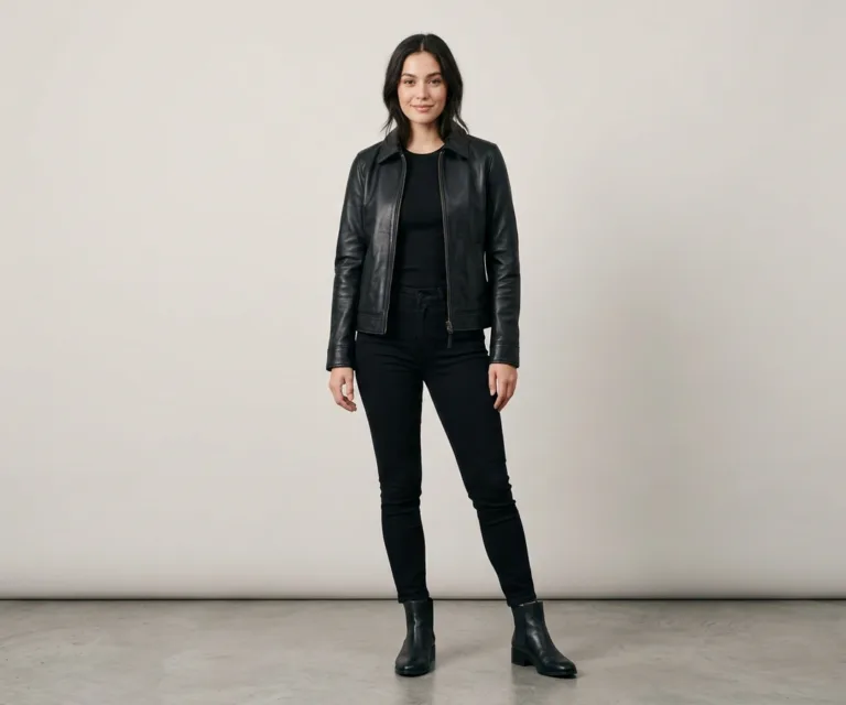 Vixen Black Classic Collar Leather Jacket Lifestyle Studio 1080x900