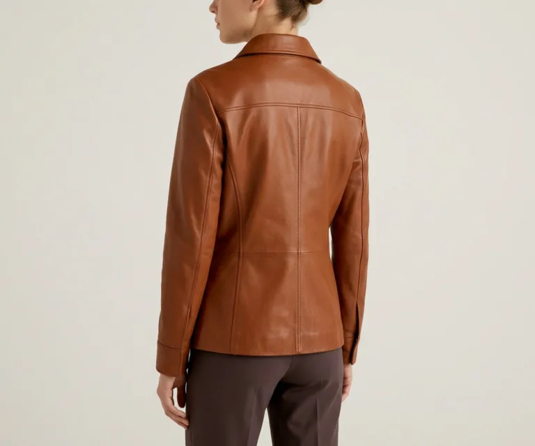 Zenith Brown Leather Shirt Jacket Rear Back View 1080x900