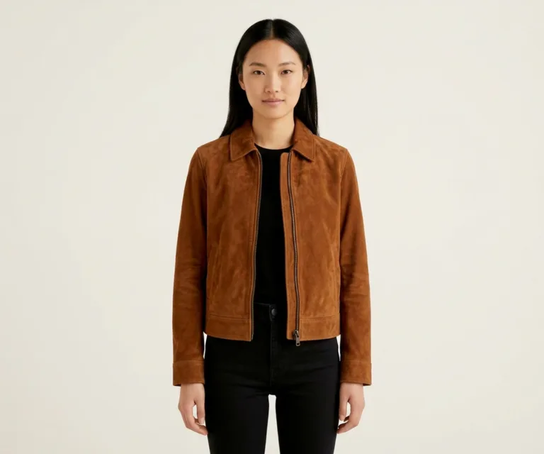 Suzy Brown Suede Trucker Jacket Front View 1080x900