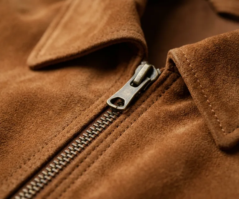 Suzy Brown Suede Trucker Jacket Macro Hardware Detail 1080x900