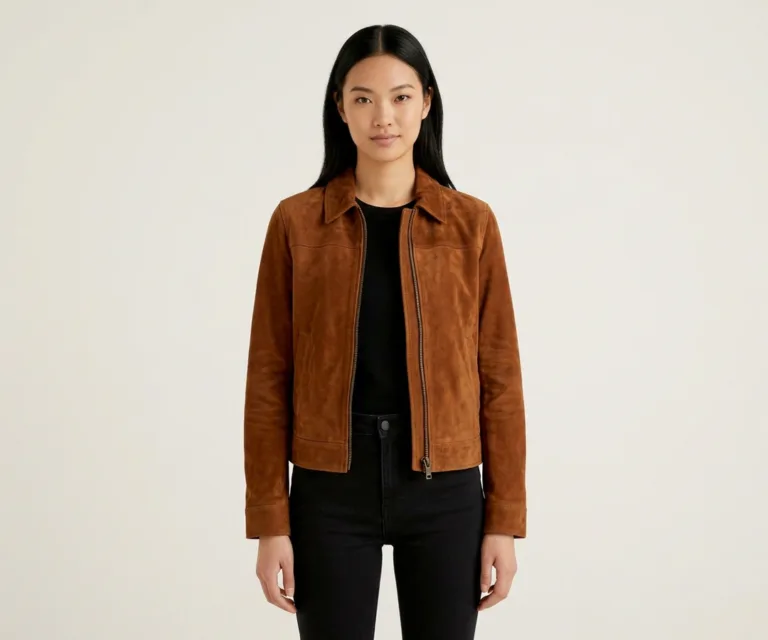 Suzy Mocha Suede Trucker Jacket Front View 1080x900