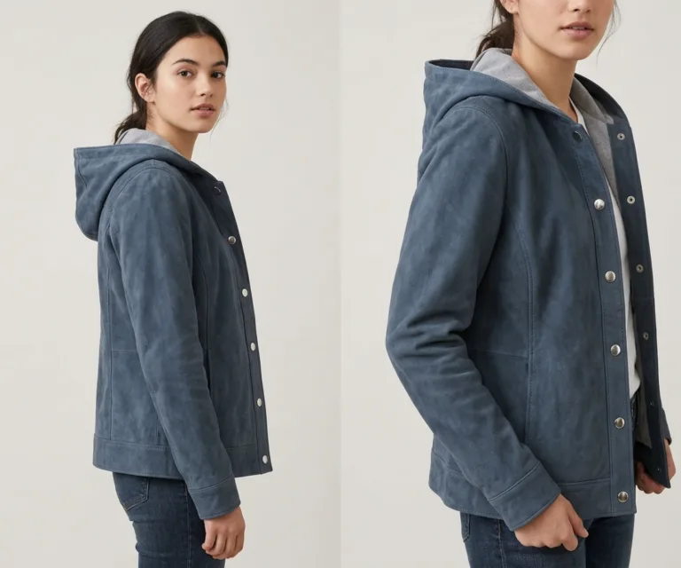 Zest Blue Hooded Suede Pullover Jacket 3/4 Profile 1080x900