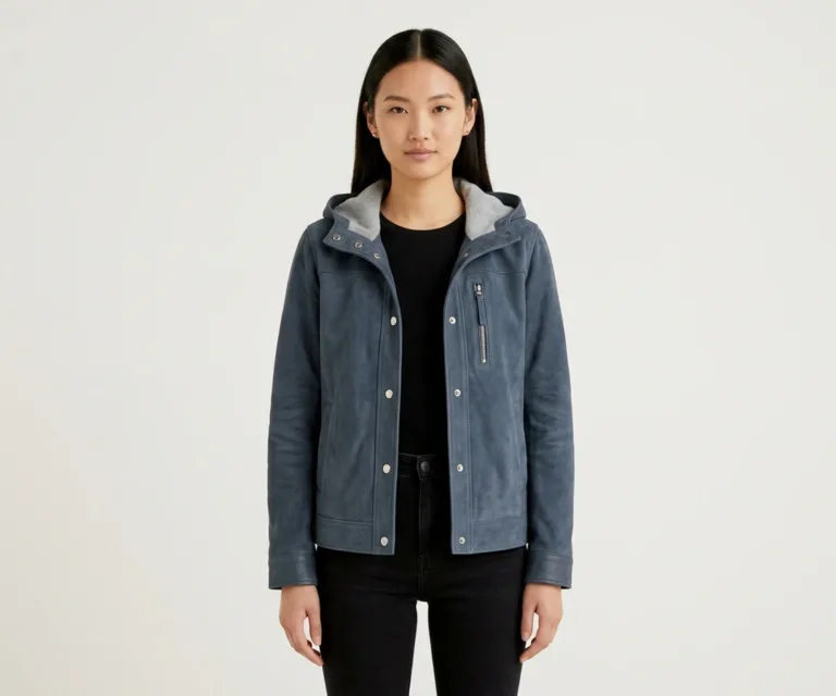 Zest Blue Hooded Suede Pullover Jacket Front View 1080x900