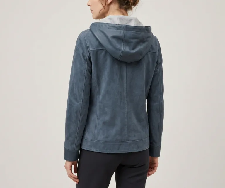 Zest Blue Hooded Suede Pullover Jacket Rear Back View 1080x900