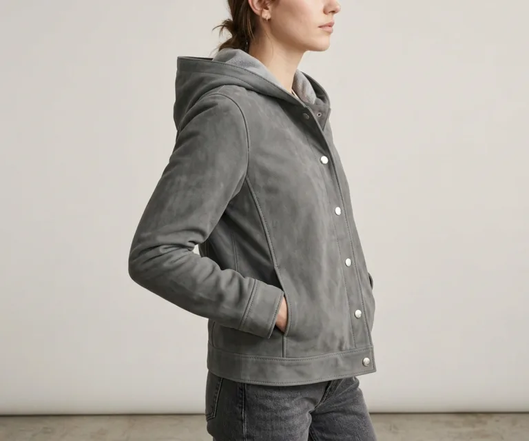 Zest Grey Hooded Suede Pullover Jacket 3/4 Profile 1080x900