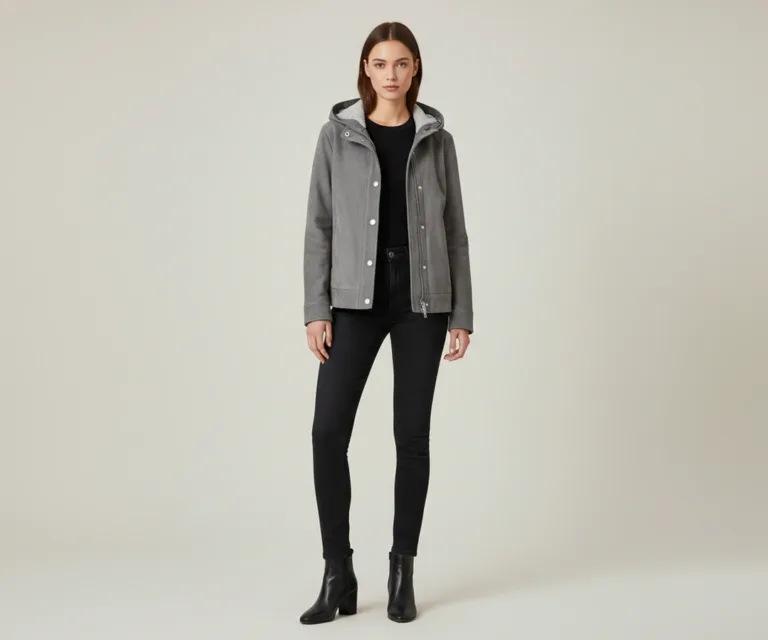 Zest Grey Hooded Suede Pullover Jacket Lifestyle Studio 1080x900