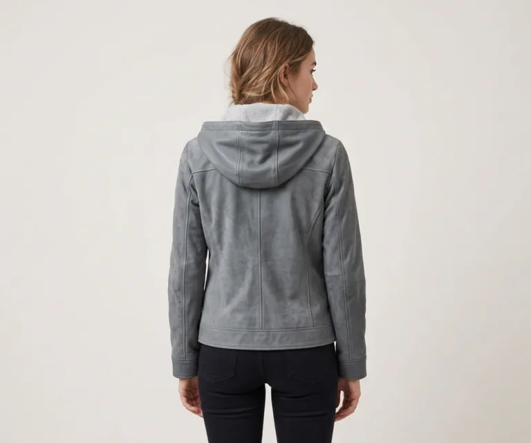 Zest Grey Hooded Suede Pullover Jacket Rear Back View 1080x900