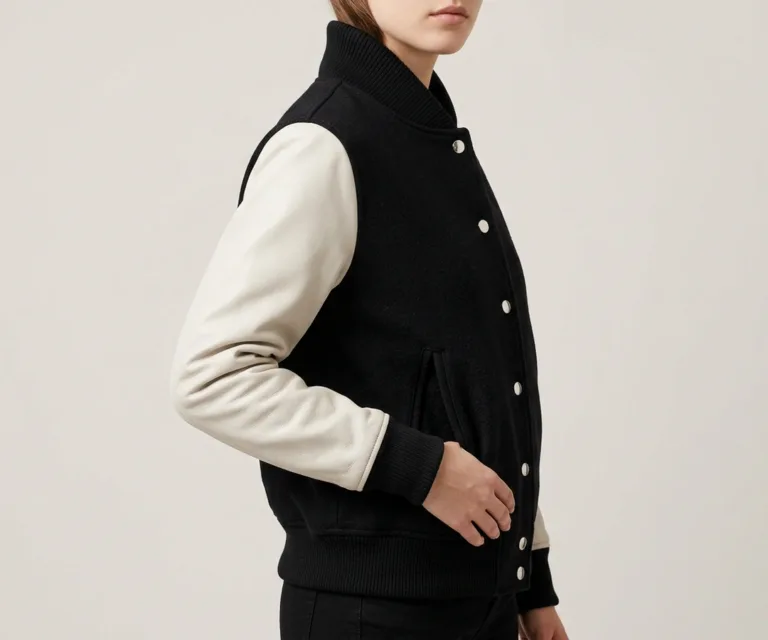 Savant Black & White Hybrid Varsity Jacket 3/4 Profile 1080x900