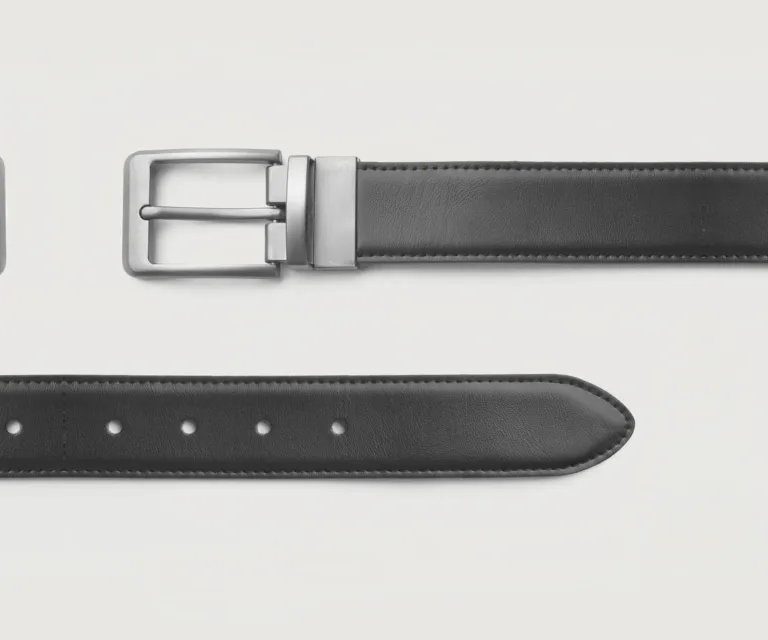 Marcelino Leather Reversible Dress Belt Luxury Handcrafted Leather Accessory / Gift — Unfolded Internal Compartment Architecture