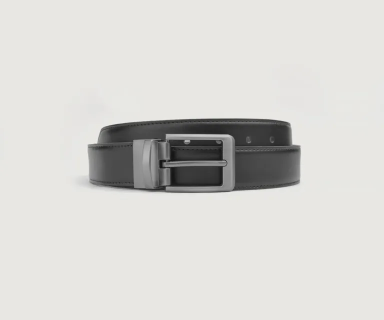 Marcelino Leather Reversible Dress Belt Luxury Handcrafted Leather Accessory / Gift — Macro Leather Texture & Precision Stitching