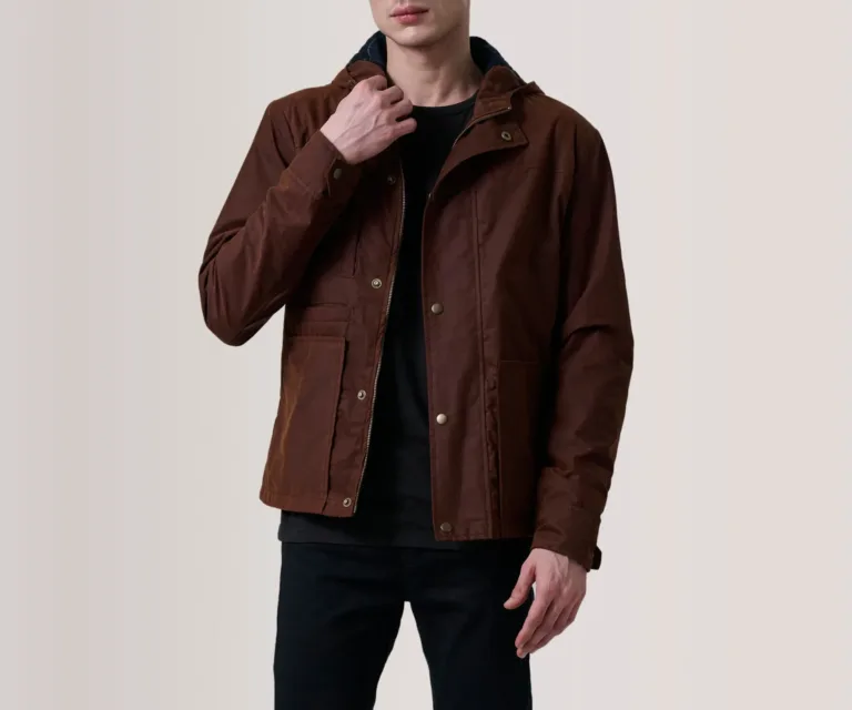 Marlo Brown Canvas Hooded Work Jacket — Front Hero View
