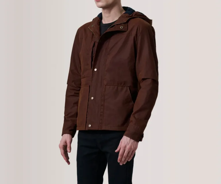 Marlo Brown Canvas Hooded Work Jacket — Side Profile View