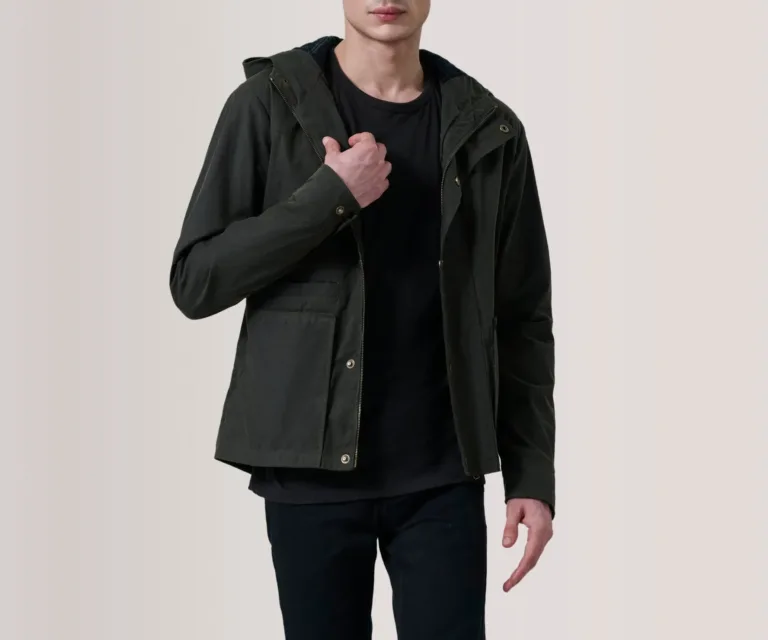 Marlo Olive Canvas Hooded Work Jacket — Front Hero View