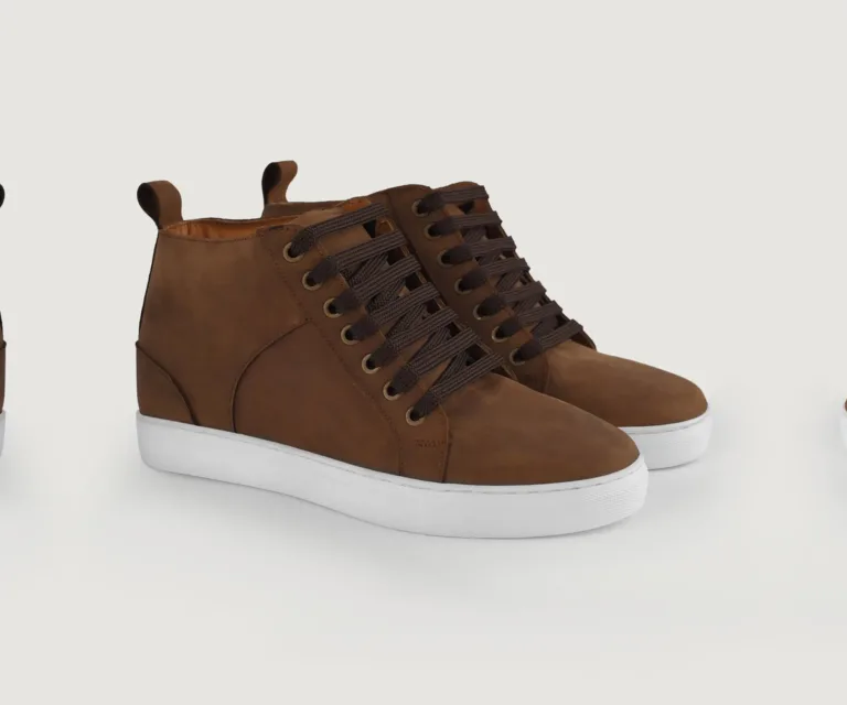 Marty High Top Pull-up Brown Leather Sneakers Handcrafted Men's Footwear — Outsole Tread & Seam Craftsmanship