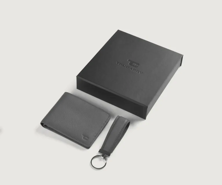 Marvin Grey Leather Gift Set — Front Hero View