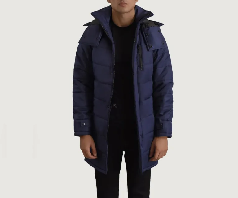 Moore Blue Hooded Parka — Front Open Hero Presentation