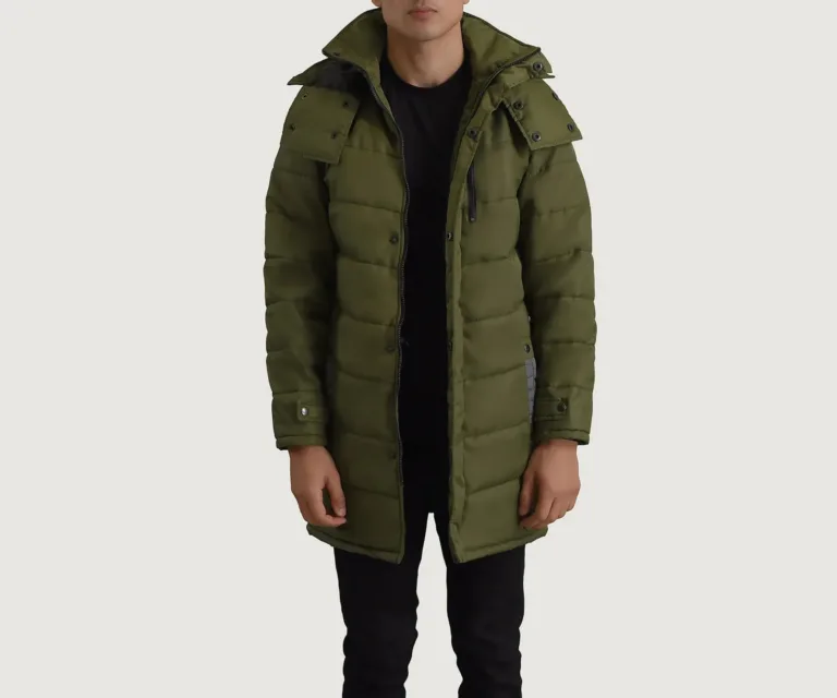 Moore Green Hooded Parka — Front Open Hero Presentation