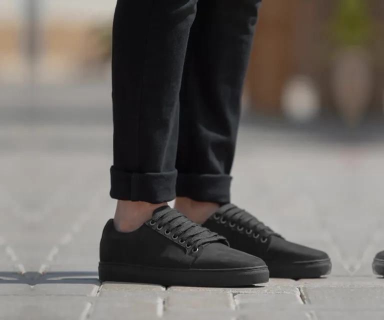 Murphy Low Top Black Nubuck Sneakers Handcrafted Men's Footwear — Lateral Profile Hero View