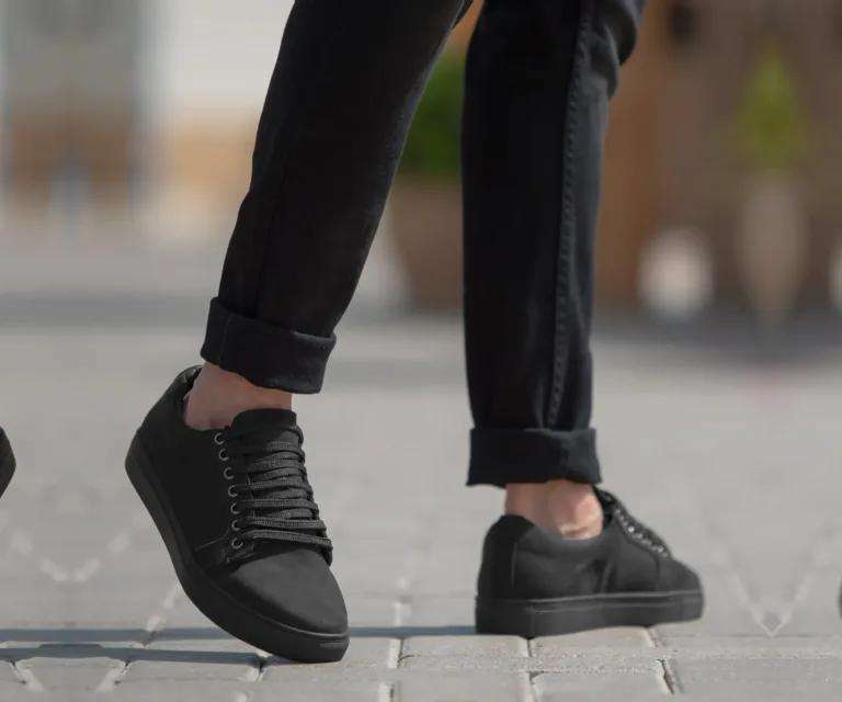 Murphy Low Top Black Nubuck Sneakers Handcrafted Men's Footwear — Three-Quarter Perspective