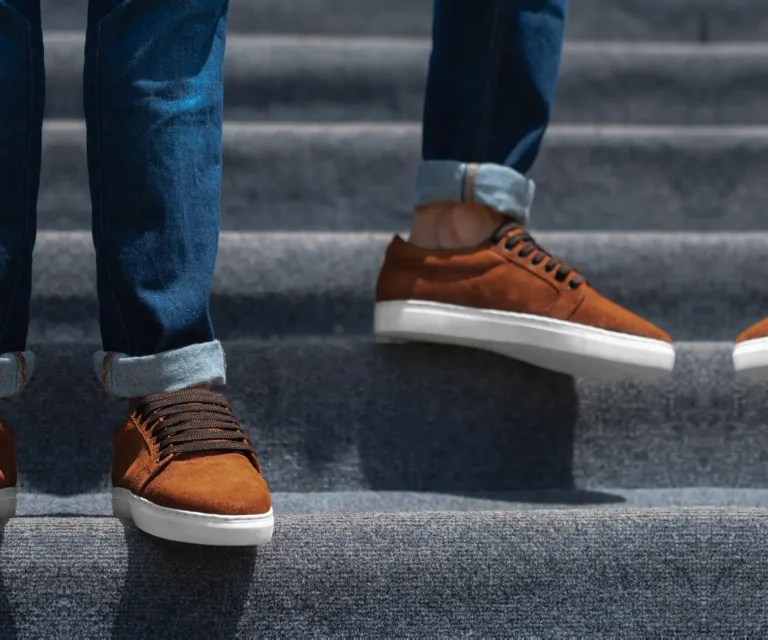 Murphy Low Top Brown Suede Sneakers Handcrafted Men's Footwear — Toe Cap & Vamp Detail
