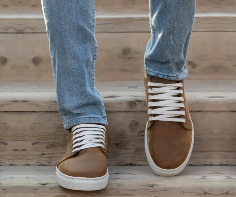 Murphy Low Top Burnt Copper Pullup Leather Sneakers Handcrafted Men's Footwear — Complete Pair Presentation
