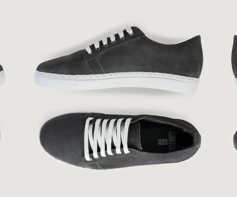Murphy Low Top Grey Suede Leather Sneakers Handcrafted Men's Footwear — Toe Cap & Vamp Detail