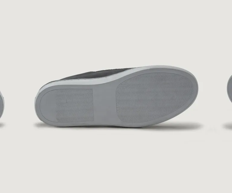 Murphy Low Top Grey Suede Leather Sneakers Handcrafted Men's Footwear — Heel Counter & Rear View