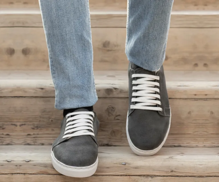 Murphy Low Top Grey Suede Leather Sneakers Handcrafted Men's Footwear — Outsole Tread & Seam Craftsmanship