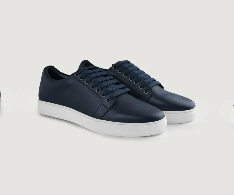 Murphy Low Top Midnight Blue Leather Sneakers Handcrafted Men's Footwear — Outsole Tread & Seam Craftsmanship