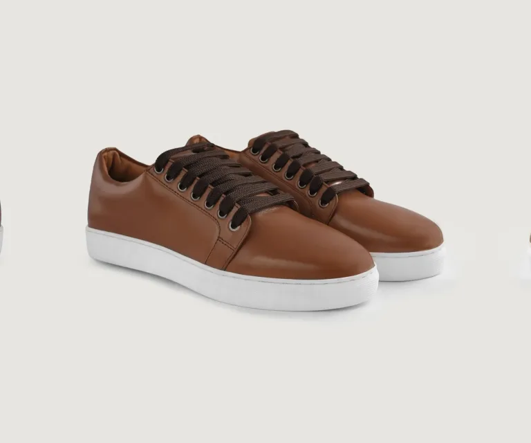 Murphy Low Top Tan Leather Sneakers Handcrafted Men's Footwear — Outsole Tread & Seam Craftsmanship