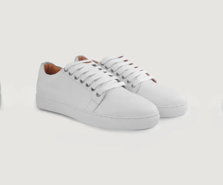 Murphy Low Top White Leather Sneakers Handcrafted Men's Footwear — Outsole Tread & Seam Craftsmanship