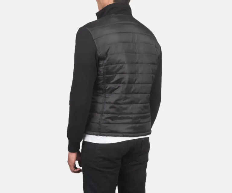 Nashville Quilted Black Windbreaker Jacket — Rear Back View & Tailored Hemline