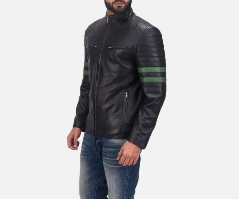 Night Trooper Leather Jacket — Quarter Angle Profile & Contoured Sleeve Detail
