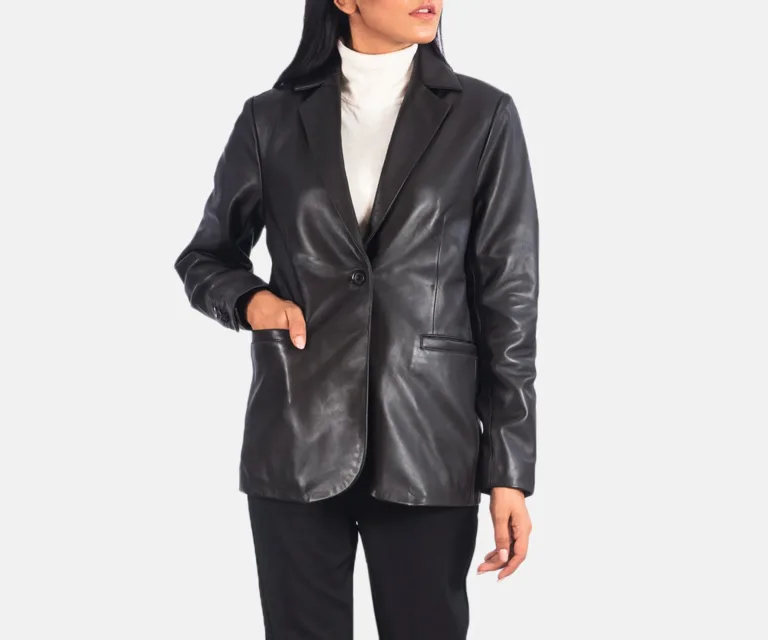 Norma Brown Leather Blazer Luxury Women's Outerwear — Front Silhouette Hero Presentation