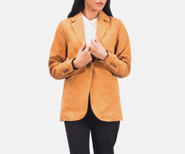 Norma Brown Nubuck Blazer Luxury Women's Outerwear — Front Silhouette Hero Presentation