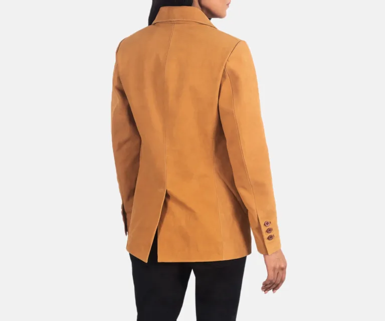 Norma Brown Nubuck Blazer Luxury Women's Outerwear — Macro Hardware & Leather Grain