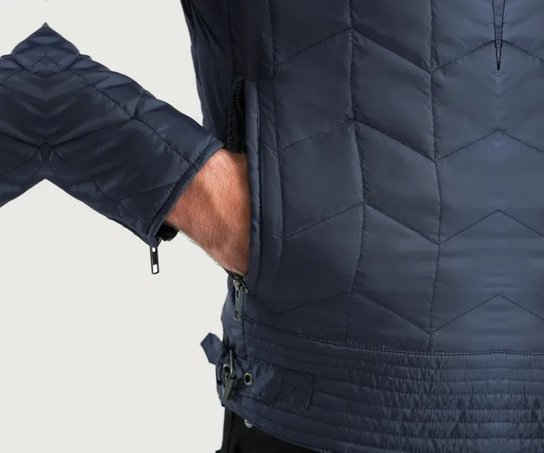 Nyle Quilted Windbreaker Jacket — Macro Detail Texture, Stitching & Hardware