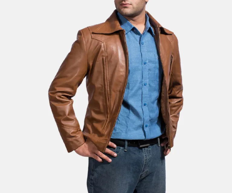 Old School Brown Leather Jacket — view 2