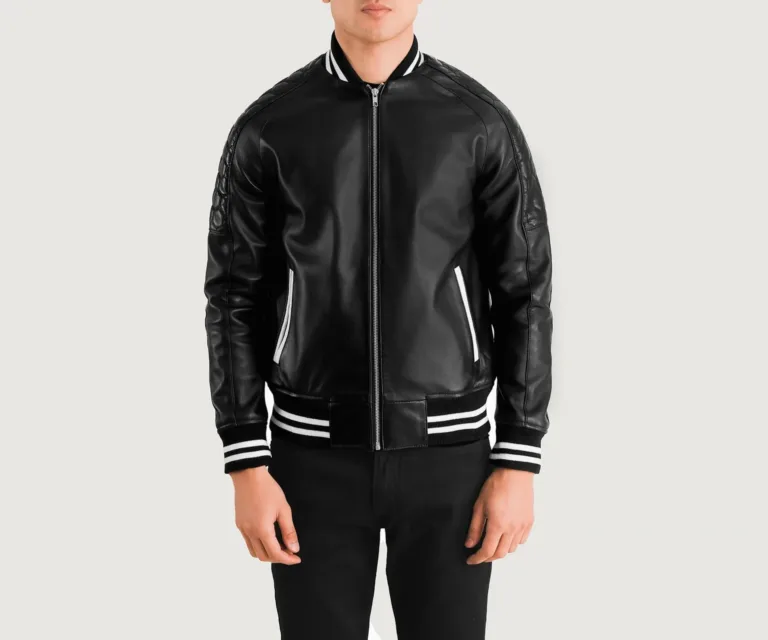 Pascal Black Leather Varsity Jacket