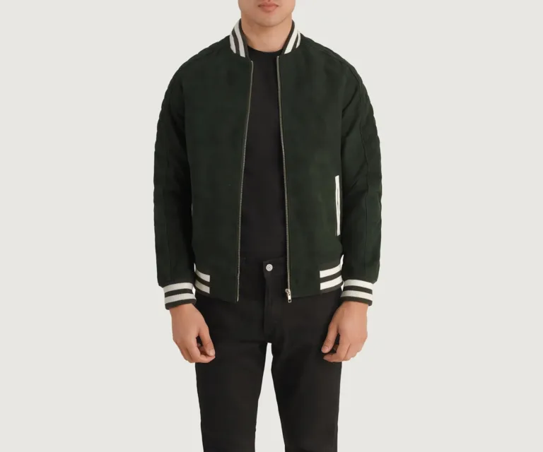Pascal Green Suede Varsity Jacket