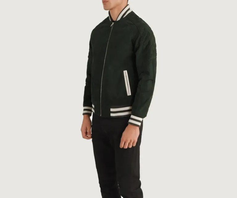 Pascal Green Suede Varsity Jacket — view 2