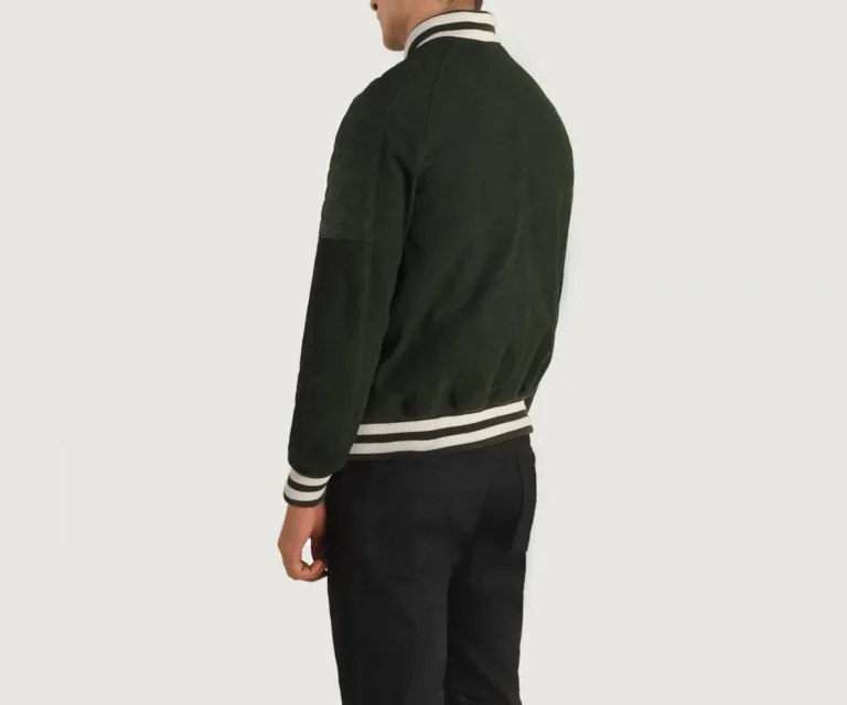 Pascal Green Suede Varsity Jacket — view 5