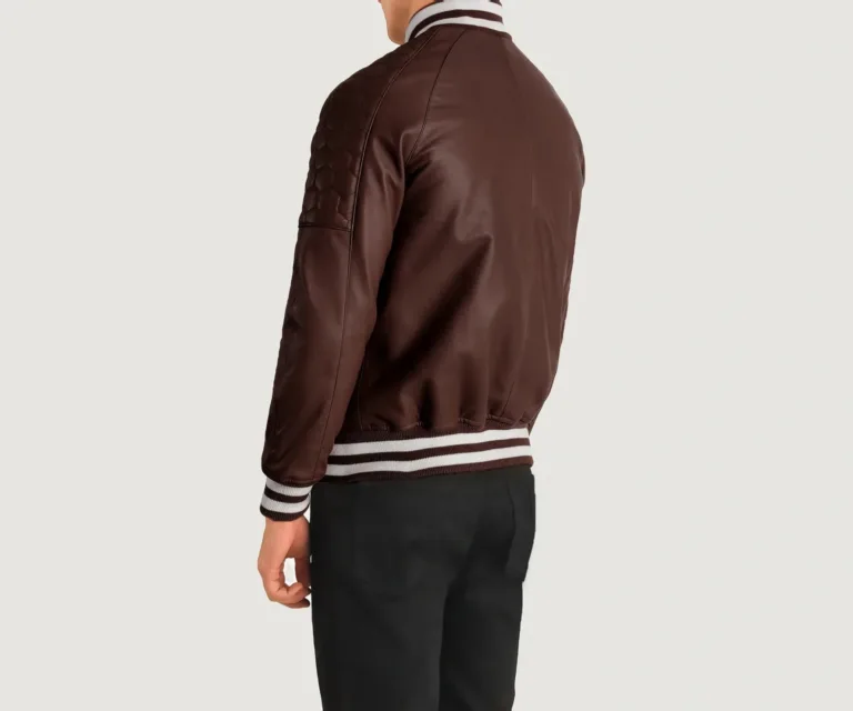 Pascal Maroon Leather Varsity Jacket — view 5