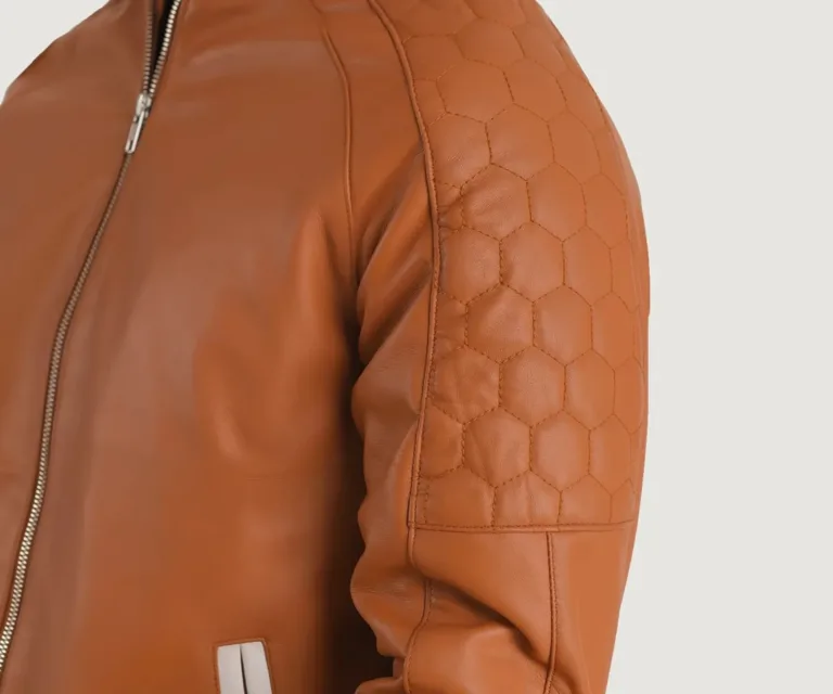 Pascal Tan Brown Leather Varsity Jacket — view 6