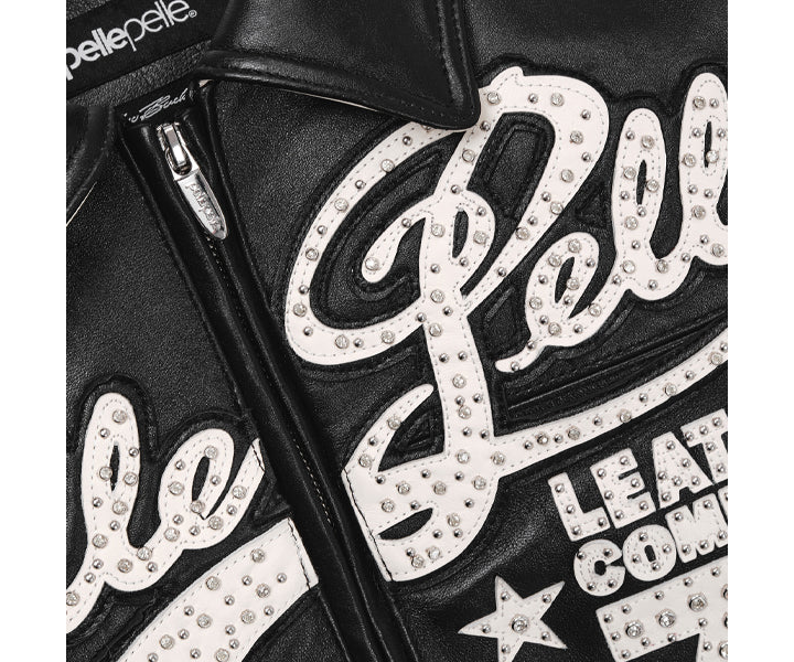 Pelle Pelle Encrusted Varsity Plush, Black & Ivory, gallery detail 7