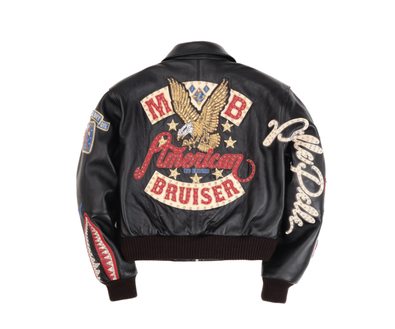 American Bruiser Plush Womens Crop Jacket, Black, back view